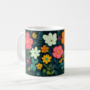 Farbenfrohe Blumige, Helle Muster Lebendige Volksk Kaffeetasse