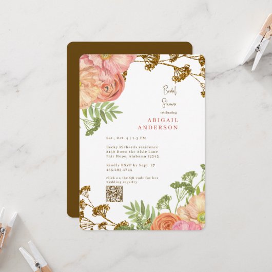 Farbenfrohe Blumige Runde Bridal Shower Einladung (Vorderseite/Rückseite Beispiel)
