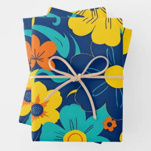 Farbenfrohe, blutdrucksenkende Blume im Dopamin-St Geschenkpapier Set