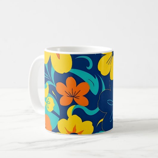 Farbenfrohe, blutdrucksenkende Blume im Dopamin-St Kaffeetasse (Vorderseite Links)
