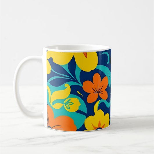 Farbenfrohe, blutdrucksenkende Blume im Dopamin-St Kaffeetasse (Links)