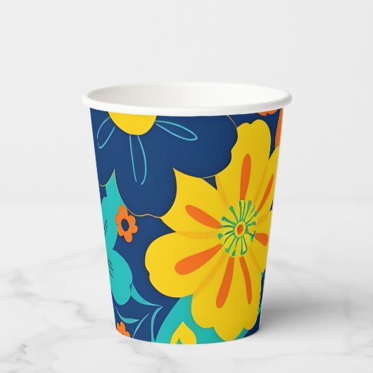 Farbenfrohe, blutdrucksenkende Blume im Dopamin-St Pappbecher (Rückseite)