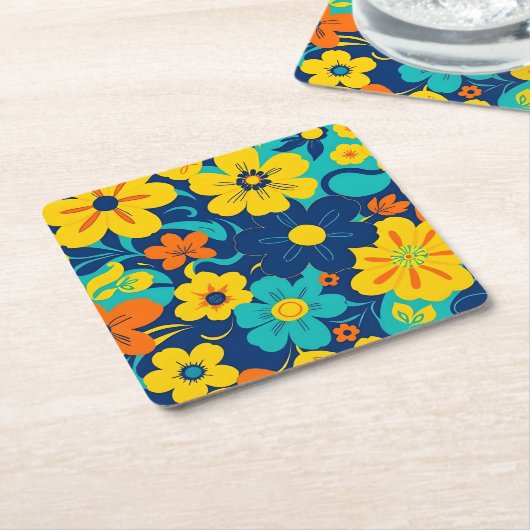 Farbenfrohe, blutdrucksenkende Blume im Dopamin-St Rechteckiger Pappuntersetzer (angewinkelt)