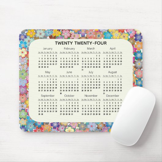 Farbenfrohe Blüte 2024 Kalender Mousepad (Mit Mouse)