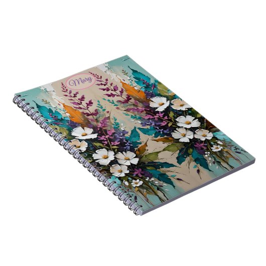 Farbenfrohe Blüte auf Aquamarinem blauen Beige *Pe Notizblock (Rechte Seite)