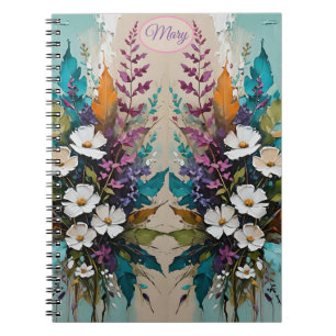 Farbenfrohe Blüte auf Aquamarinem blauen Beige *Pe Notizblock