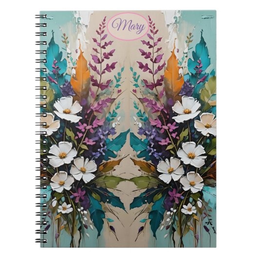 Farbenfrohe Blüte auf Aquamarinem blauen Beige *Pe Notizblock (Vorderseite)