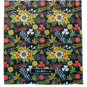 Farbenfrohe Blüte Blumenmuster personalisierter Na Duschvorhang (Vorderseite)