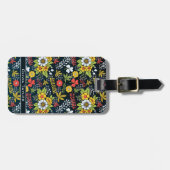 Farbenfrohe Blüte Blumenmuster personalisierter Na Gepäckanhänger (Vorderseite horizontal)