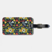 Farbenfrohe Blüte Blumenmuster personalisierter Na Gepäckanhänger (Rückseite horizontal)