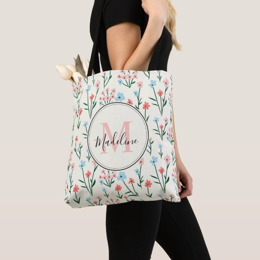 Farbenfrohe Blüte Elfenbein Weiß Elegant Rosa Mono Tasche (Von Nahem)
