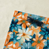 Farbenfrohe Blüte mit blau, orange und gelber Strö Strandtuch (Beispiel)