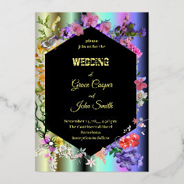 Farbenfrohe Blüte mit geometrischer Grenze Folieneinladung