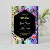 Farbenfrohe Blüte mit geometrischer Grenze Folieneinladung (Stehend vorne)