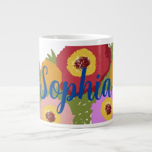 Farbenfrohe Blüte mit Individuelle Name Jumbo-Tasse