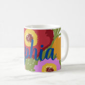 Farbenfrohe Blüte mit Individuelle Name Kaffeetasse (VorderseiteRechts)