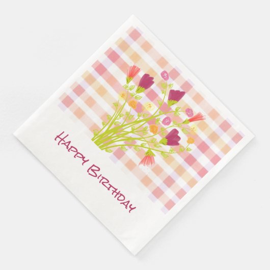 Farbenfrohe Blüte mit Pinseln Serviette (Ecke)