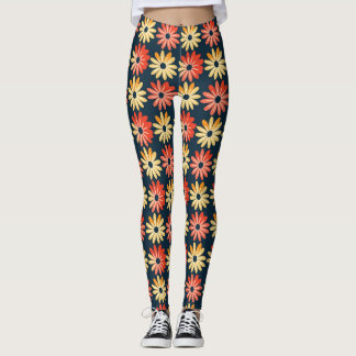 Farbenfrohe Blüte mit roter, orangefarbener Blume Leggings