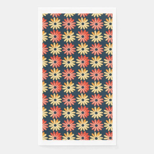 Farbenfrohe Blüte mit roter, orangefarbener Blume Serviette (Vorderseite)