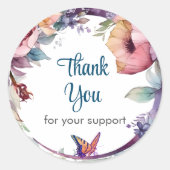 Farbenfrohe Blüte mit Schmetterling Danke Runder Aufkleber (Vorderseite)
