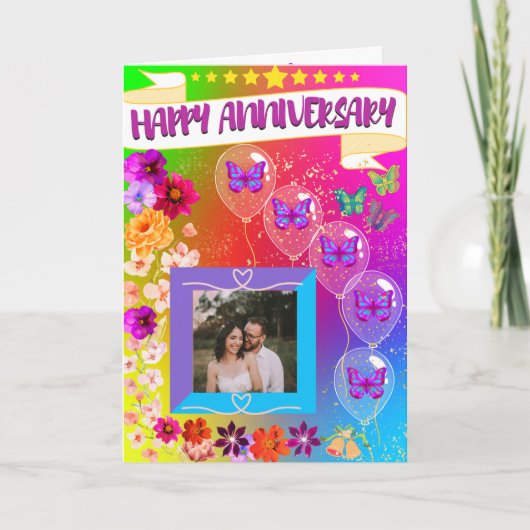 Farbenfrohe Blüte Moderne Bohemisch glückliche Jah Dankeskarte (Vorderseite)