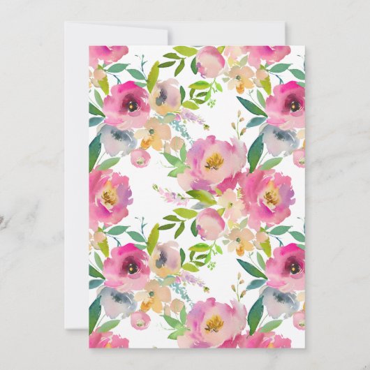 Farbenfrohe Blüten Blumendusche Einladung (Rückseite)