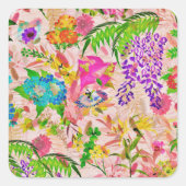 Farbenfrohe Blüten Blumengarten Quadratischer Aufkleber (Vorderseite)