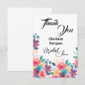 Farbenfrohe Blüten Bridal Bash Dankeskarte (Vorne/Hinten)