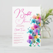 Farbenfrohe Blüten Bridal Bash Einladung (Stehend Vorderseite)