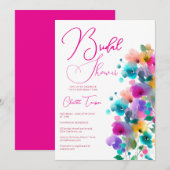 Farbenfrohe Blüten Bridal Bash Einladung (Vorne/Hinten)