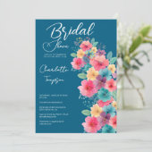 Farbenfrohe Blüten Bridal Bash Einladung (Stehend Vorderseite)