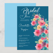 Farbenfrohe Blüten Bridal Bash Einladung (Vorne/Hinten)