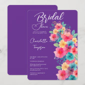 Farbenfrohe Blüten Bridal Bash Einladung (Vorne/Hinten)