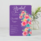 Farbenfrohe Blüten Bridal Bash Einladung (Stehend Vorderseite)
