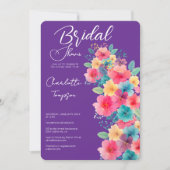 Farbenfrohe Blüten Bridal Bash Einladung (Vorderseite)