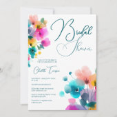 Farbenfrohe Blüten Bridal Bash Einladung (Vorderseite)