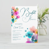 Farbenfrohe Blüten Bridal Bash Einladung (Stehend Vorderseite)