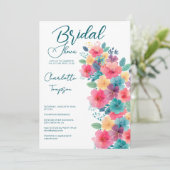 Farbenfrohe Blüten Bridal Bash Einladung (Stehend Vorderseite)