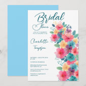 Farbenfrohe Blüten Bridal Bash Einladung (Vorne/Hinten)