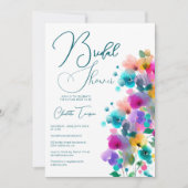 Farbenfrohe Blüten Bridal Bash Einladung (Vorderseite)