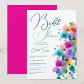 Farbenfrohe Blüten Bridal Bash Einladung (Vorne/Hinten)