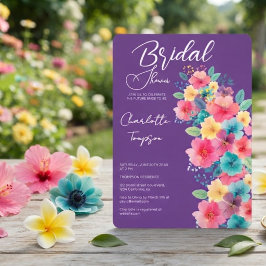 Farbenfrohe Blüten Bridal Bash Einladung