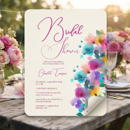 Farbenfrohe Blüten Bridal Bash Einladung