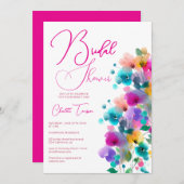 Farbenfrohe Blüten Bridal Bash Einladung (Vorne/Hinten)