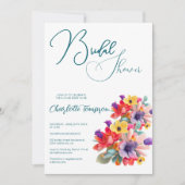 Farbenfrohe Blüten Bridal Bash Einladung (Vorderseite)