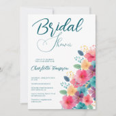 Farbenfrohe Blüten Bridal Bash Einladung (Vorderseite)