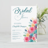 Farbenfrohe Blüten Bridal Bash Einladung (Stehend Vorderseite)