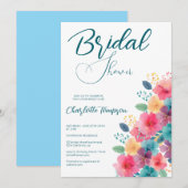 Farbenfrohe Blüten Bridal Bash Einladung (Vorne/Hinten)