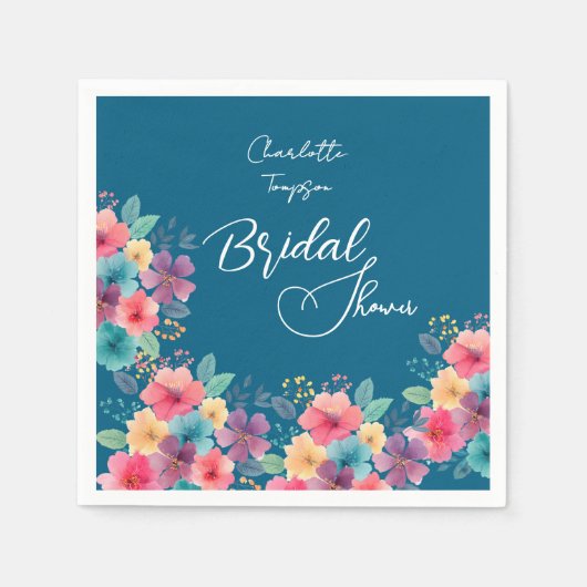 Farbenfrohe Blüten Bridal Bash Serviette (Vorderseite)