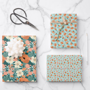 Farbenfrohe Blüten Geschenkpapier Set
